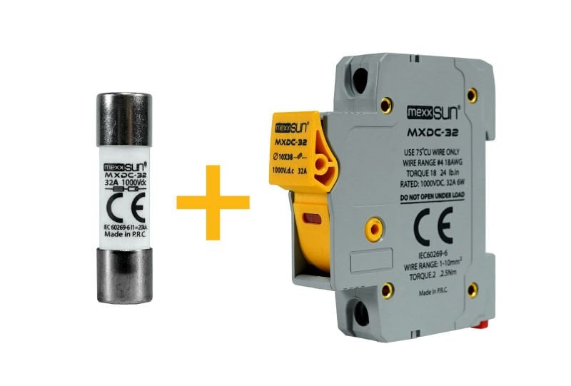 Mexxsun 32A DC Sigorta + Sigorta Yuvası (1000V)