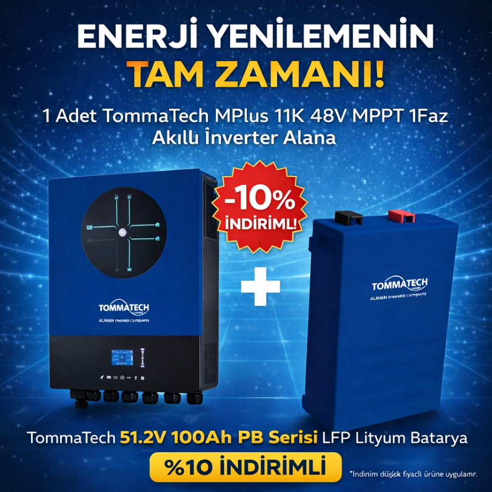 TommaTech PlusX Serisi 11K 48V Tek Faz Akıllı İnverter