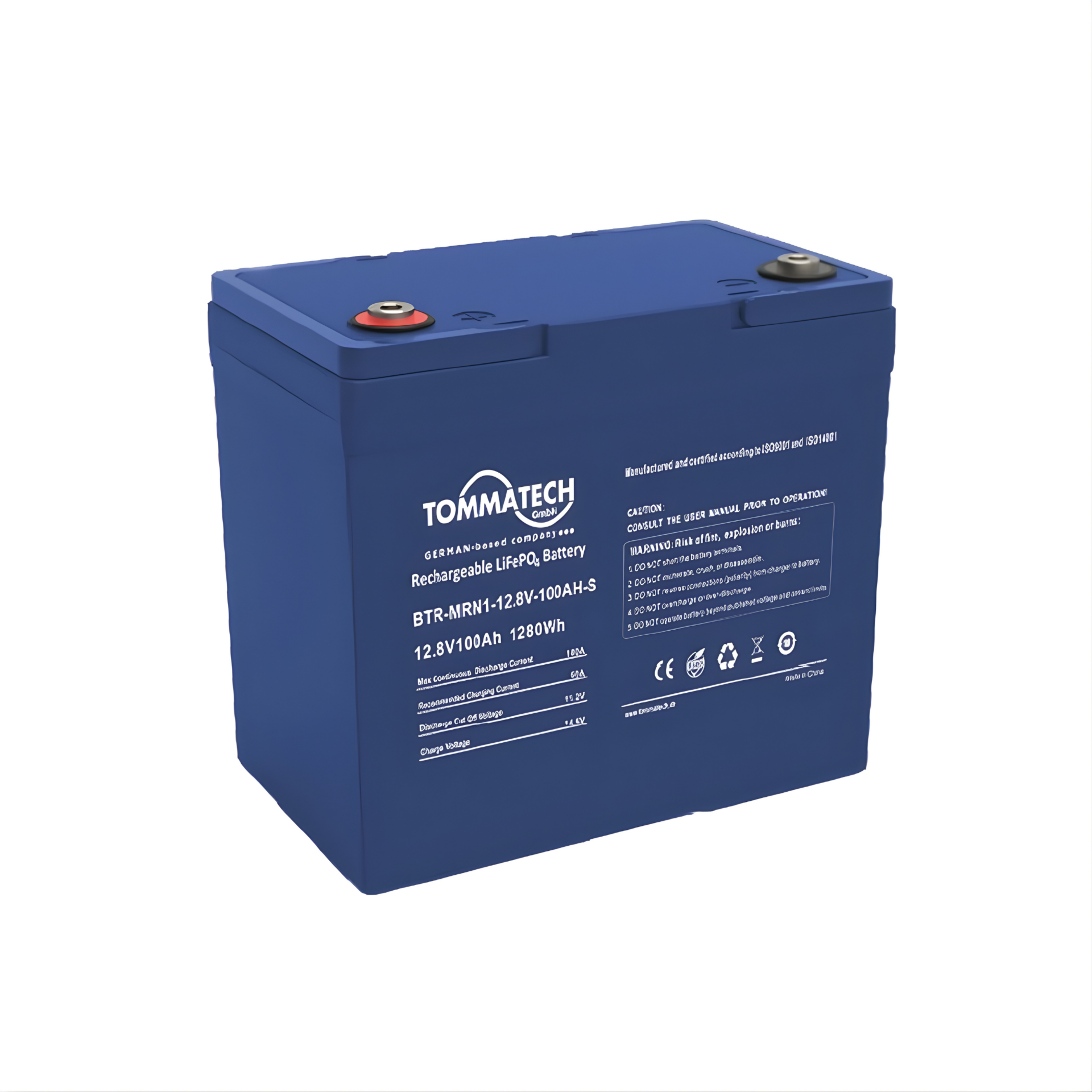 TommaTech ABS+PC Kasa 12.8V-100Ah LFP Marine Batarya
