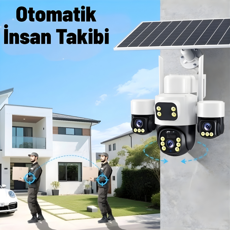 İnox Digital X13 AOV 4G E-Simli 3 Kameralı Güneş Enerjili Güvenlik Kamerası