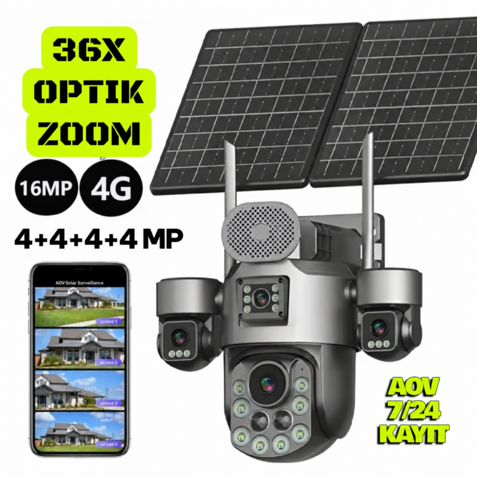 Avenir 36X Optik Zoom 4 Kameralı Sim Kartlı Solar Kamera