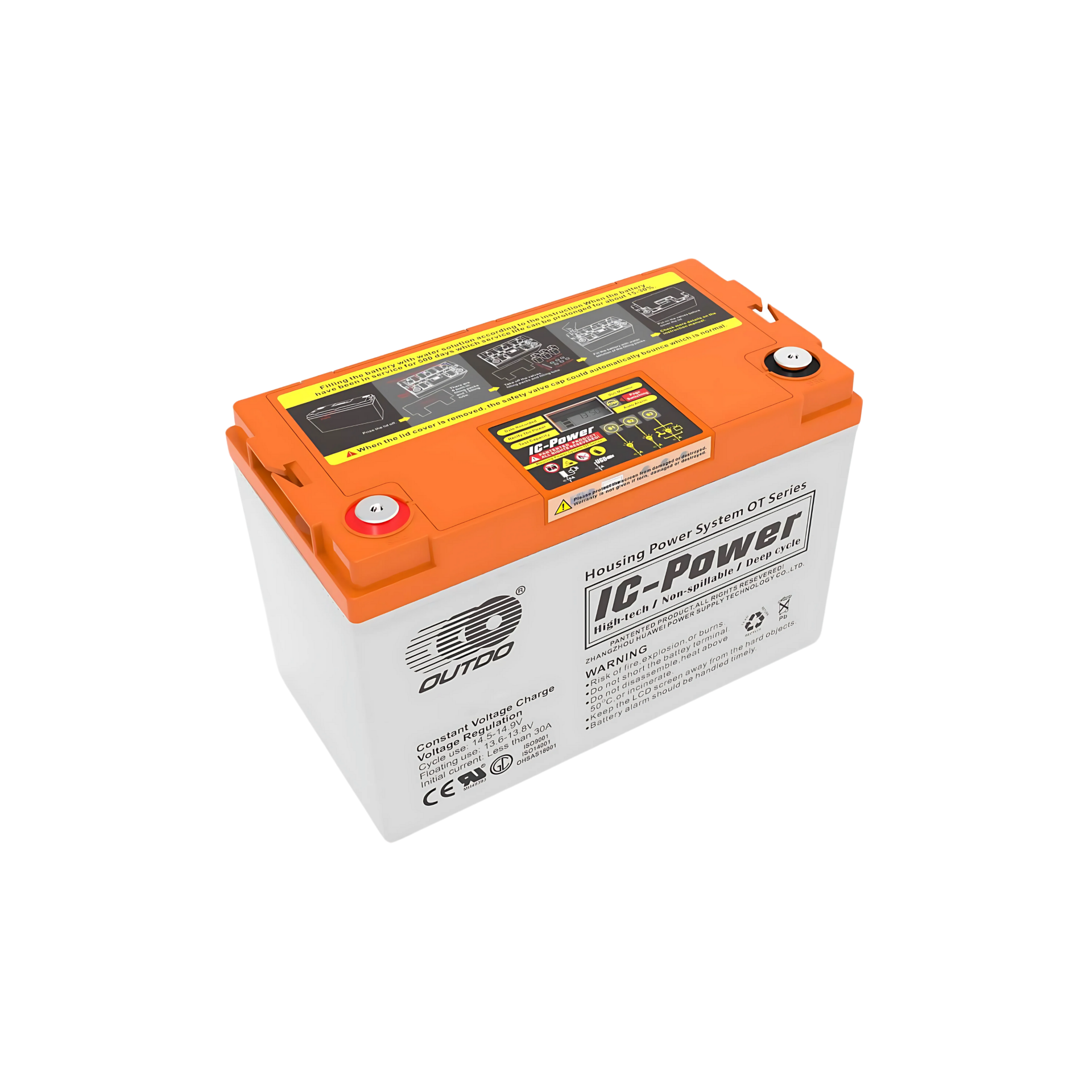 Outdo 12V 100Ah Dijital Ekranlı Akıllı Jel Akü